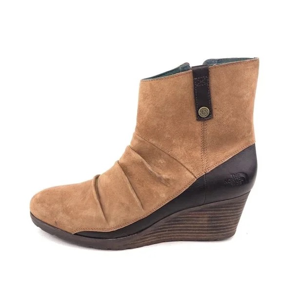 The North Face Waterproof Bridgeton Leather Wedge Heel Ankle Boots Tan Nwt Sz 8